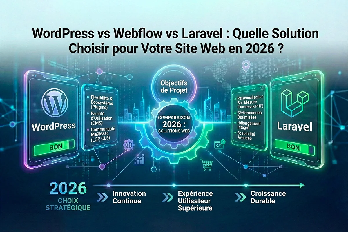 WordPress vs Webflow vs Laravel : quelle solution choisir pour votre site web en 2026 ?